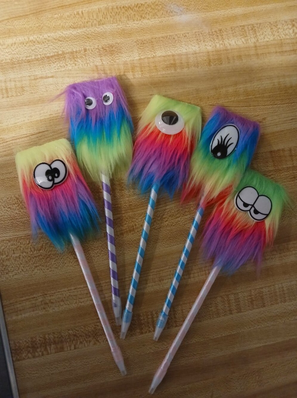 Random NEW Fuzzy Rainbow Pens With Eyes